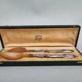 Sterling silver and horn salad servers