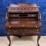 Cylinder desk in mahogany and inlaid marquetry circa 1900