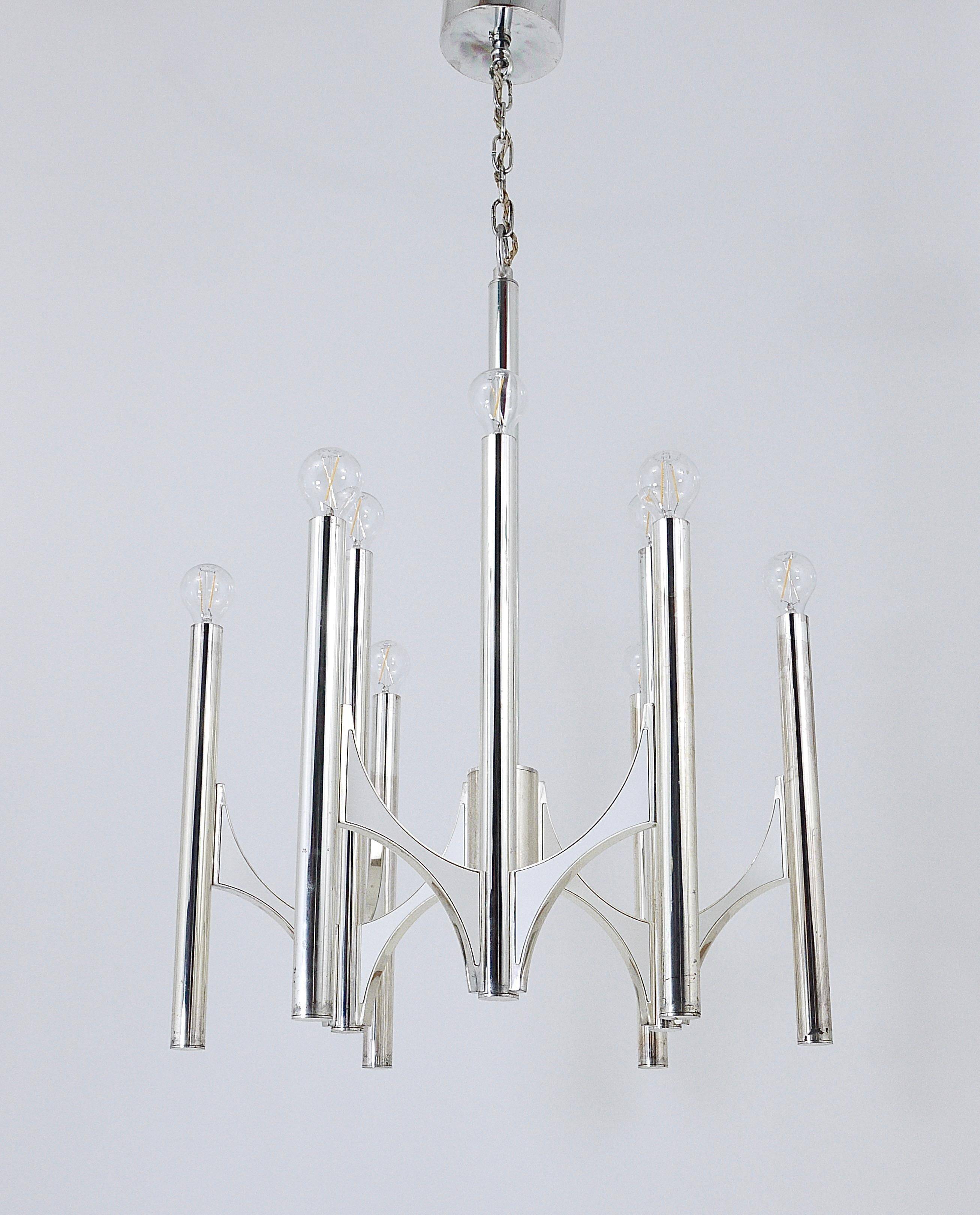 Mid-Century Lustre Gaetano Sciolari Sirius Silvered, Lightolier, Italy
