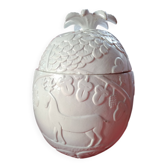 Ice bucket - pineapple - white lacquered cork - animal plant decoration