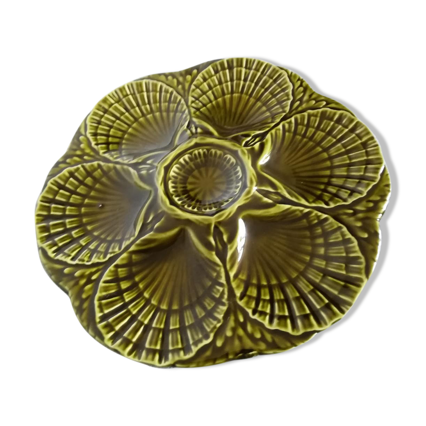 Oyster plate Sarreguemines slurry.