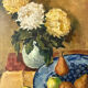 Fleurs et fruits, huile sur toile signée 1970