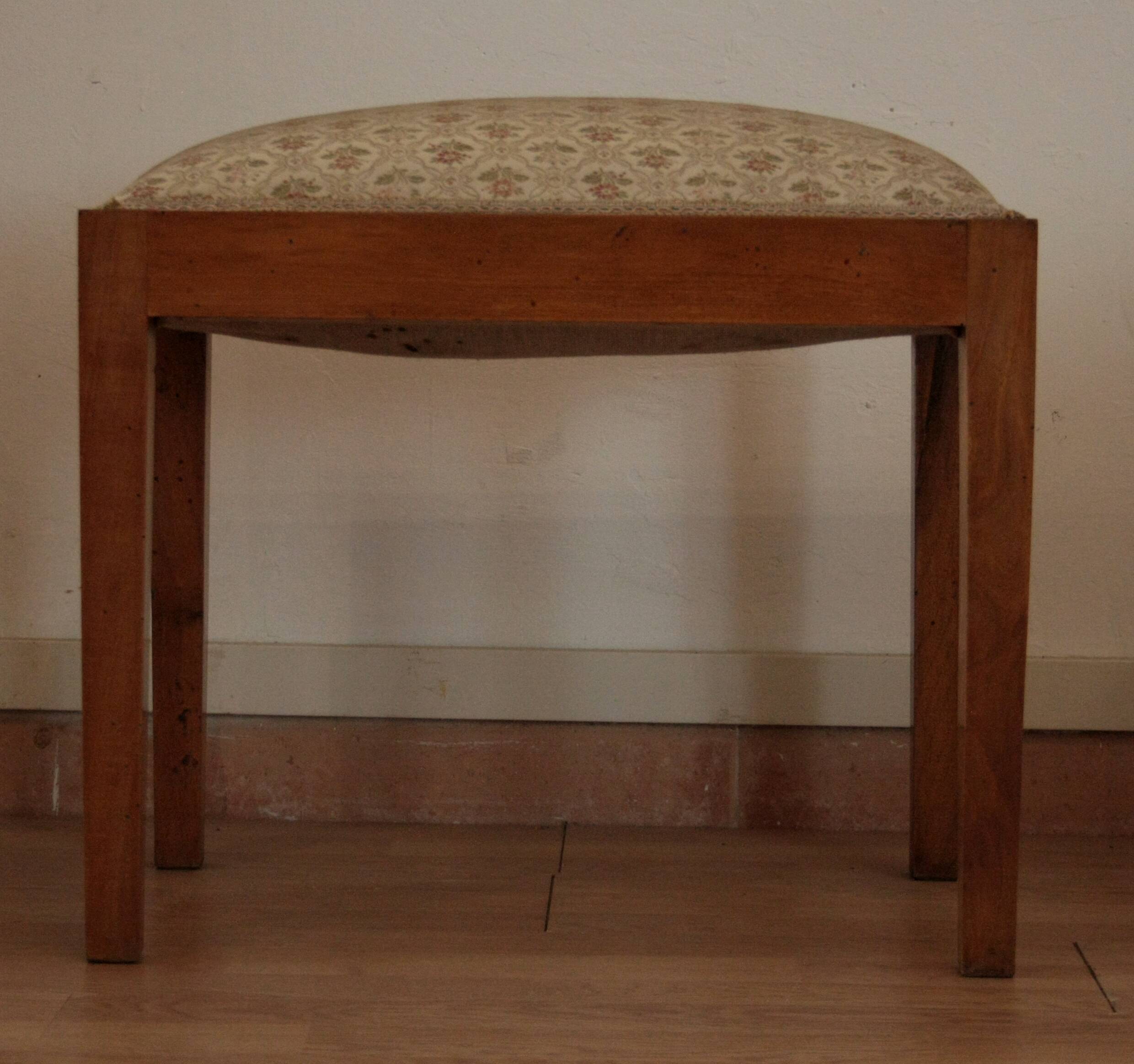 Vintage stool-bench in solid walnut wood, 1950s-60s