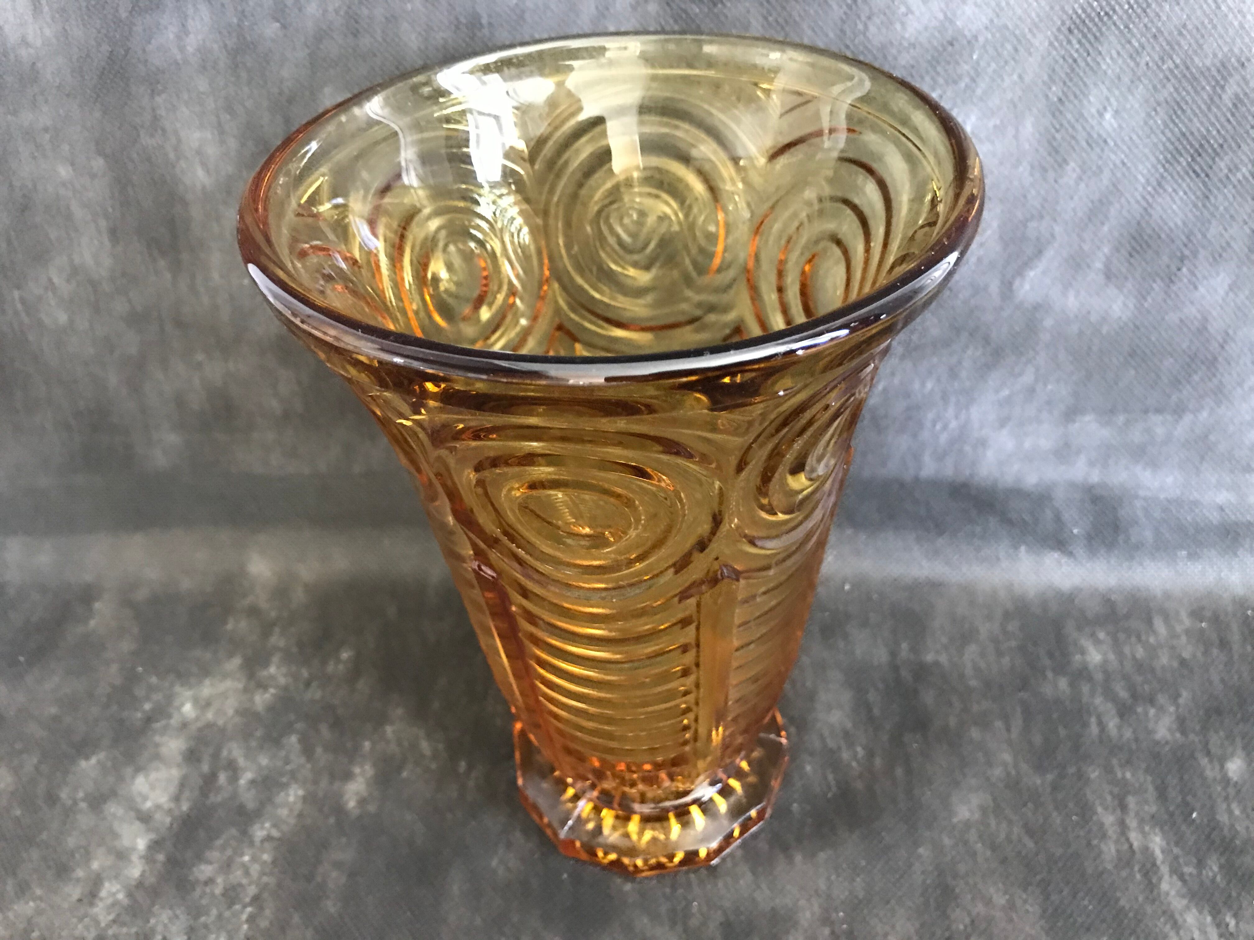 2 moulded pressed glass vases