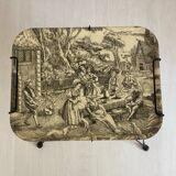 Vintage side tray with toile de Jouy decor