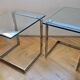 Pair of Midcentury Cantilevered Glass & Chrome Coffee Tables GEBRA, 1980s