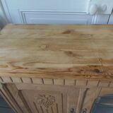 Console, shallow art deco sideboard in raw wood.