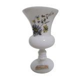 White opaline cut with flowers Creation Clary Paris