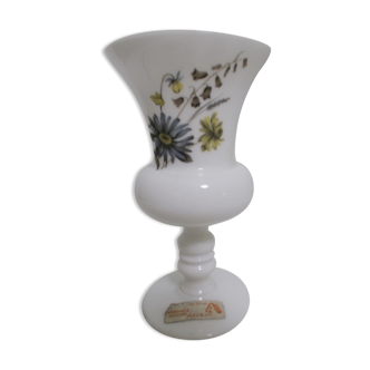 White opaline cut with flowers Creation Clary Paris