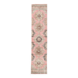 3x12 Pink Dark Blue Oriental Vintage Runner Rug