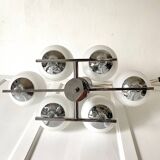 Space Age chandelier, Italian design, chrome and glass