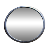 Vintage gray metal round mirror tray