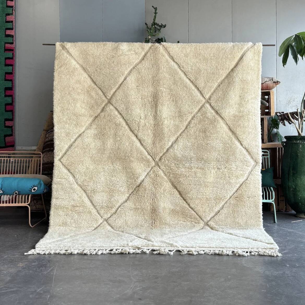 Large white Moroccan Berber rug