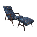 Lounger with footstool and neck pillow
