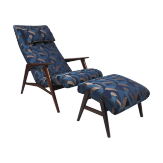 Lounger with footstool and neck pillow