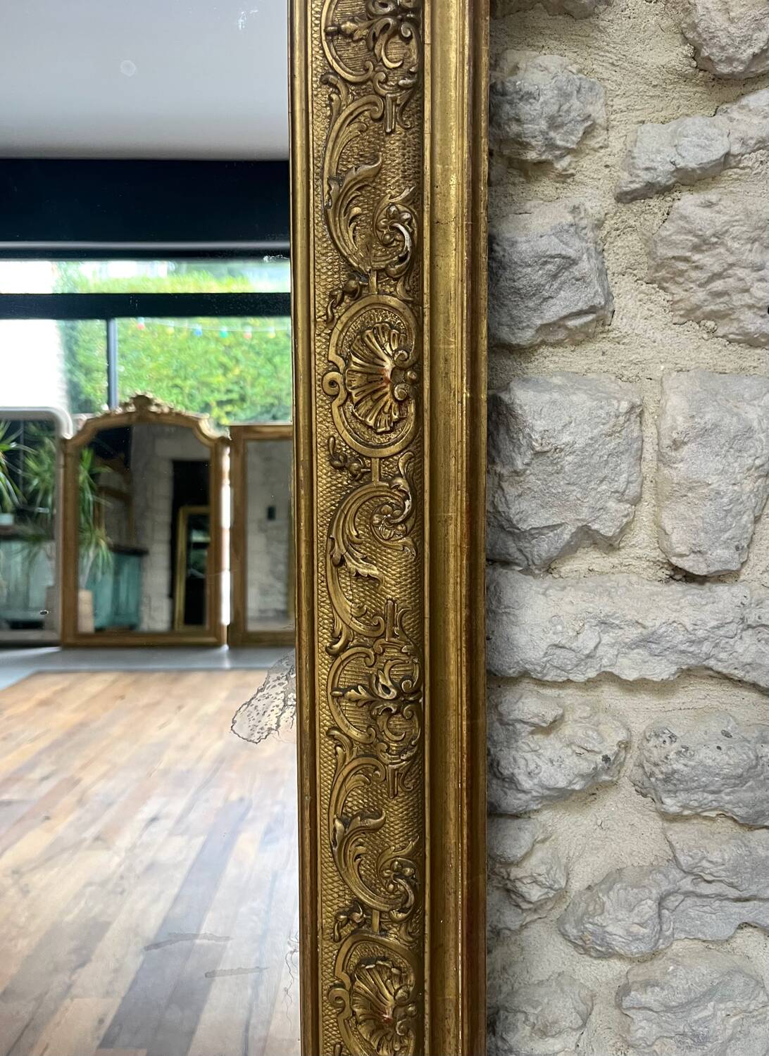 Gold Leaf Gilded Mantelpiece Mirror 152.5cm/125.5cm