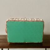 Vintage sewing basket in rattan and floral fabric