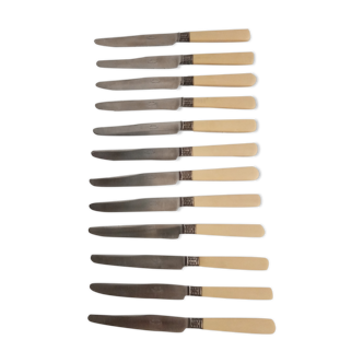 12 old silver ferrule cheese knives