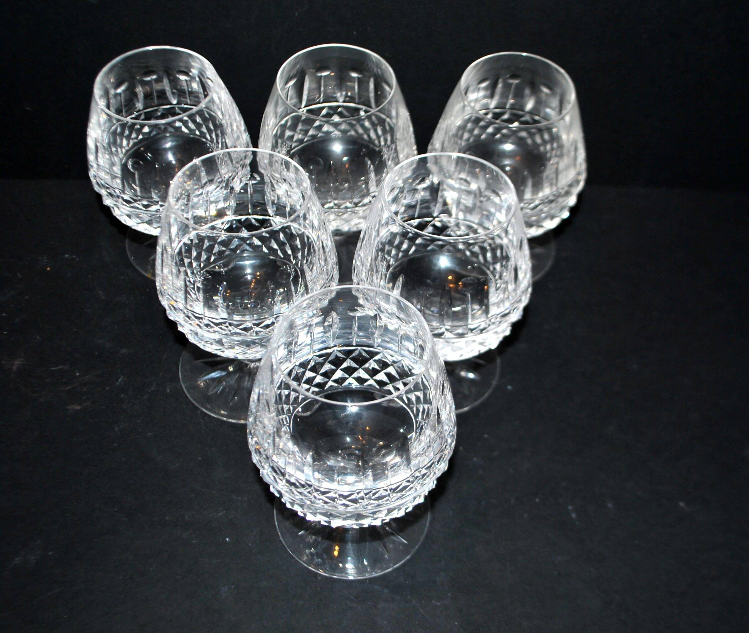 Lorraine crystal cut cognac glasses set of 6 in the style of Tommy Lemberg.