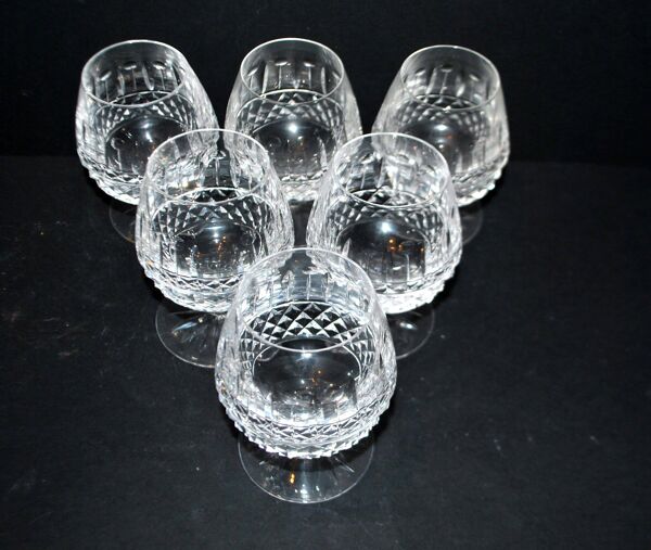 Cristallerie Lorraine lot de 6 verres à cognac en cristal taillé style Tommy Lemberg