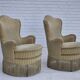 1970s, pair of Danish armchairs, original condition, green furniture velour.