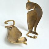 Feline brass bookends