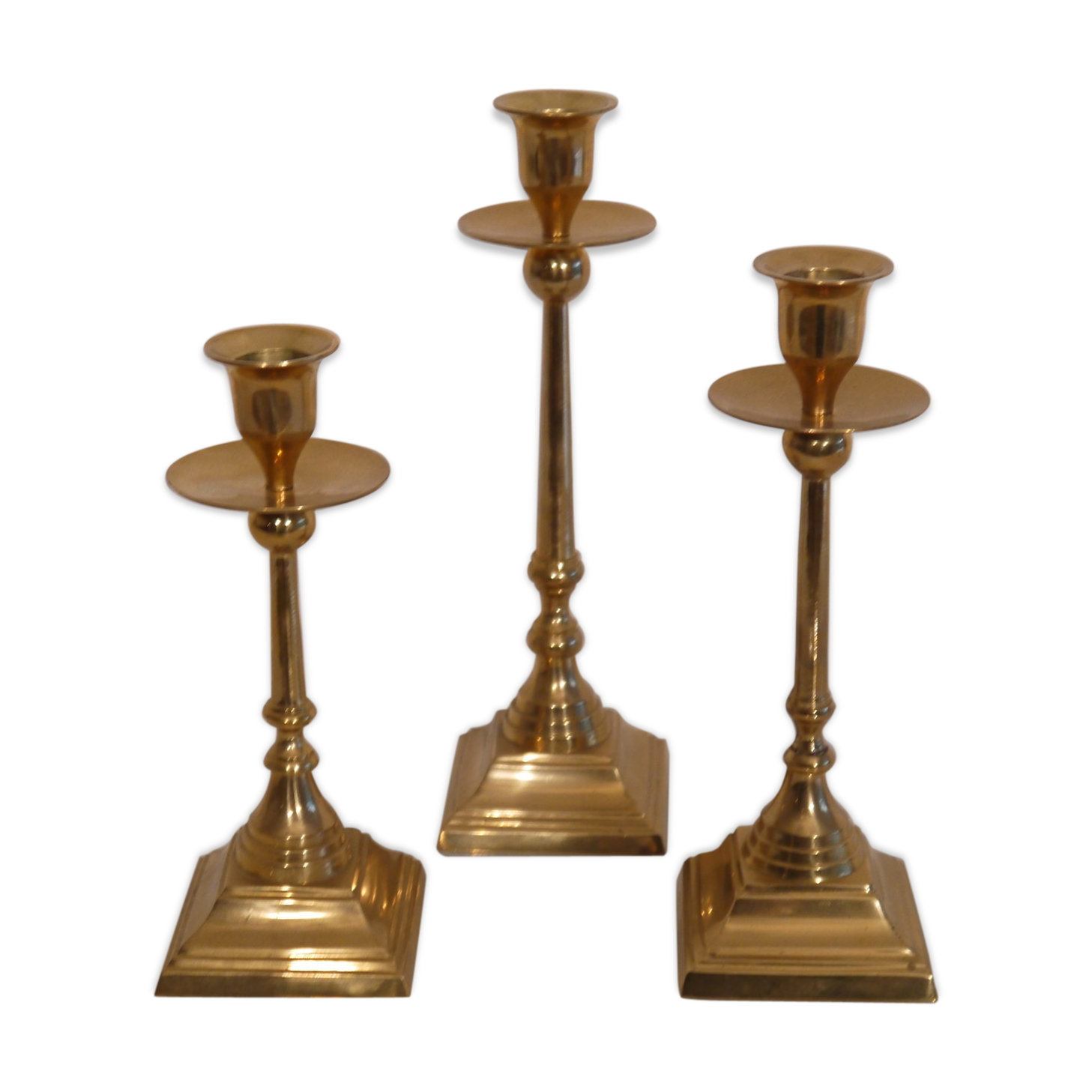 Lot of vintage Scandinavian brass candlesticks