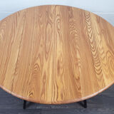 Ercol round drop leaf dining table - black leg, 1960