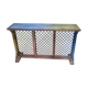 Colorful old standing eat with cast iron grill