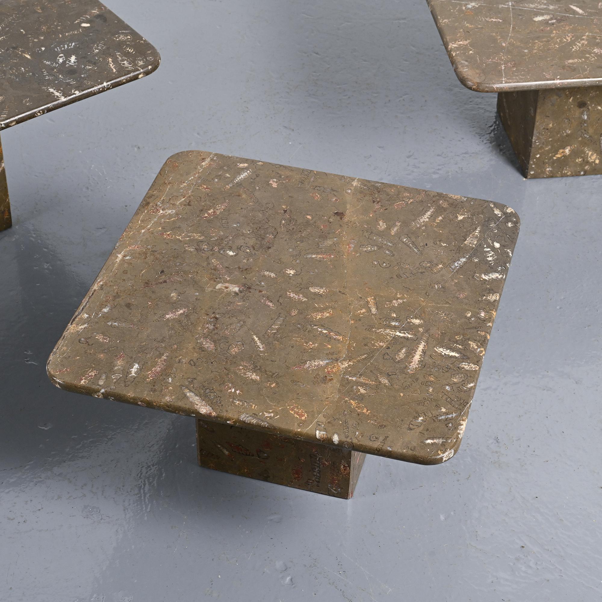 Set of three nesting tables "Fossil", Switzerland, circa 1970