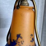 Art Nouveau bronze and glass paste lamp