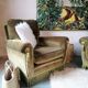 Paire de fauteuils en velours "Jean Roche "