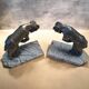 Set of 2 bronze silvered bookends signed Hippolyte Moreau