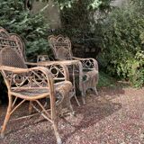 Paire de fauteuils anciens en rotin