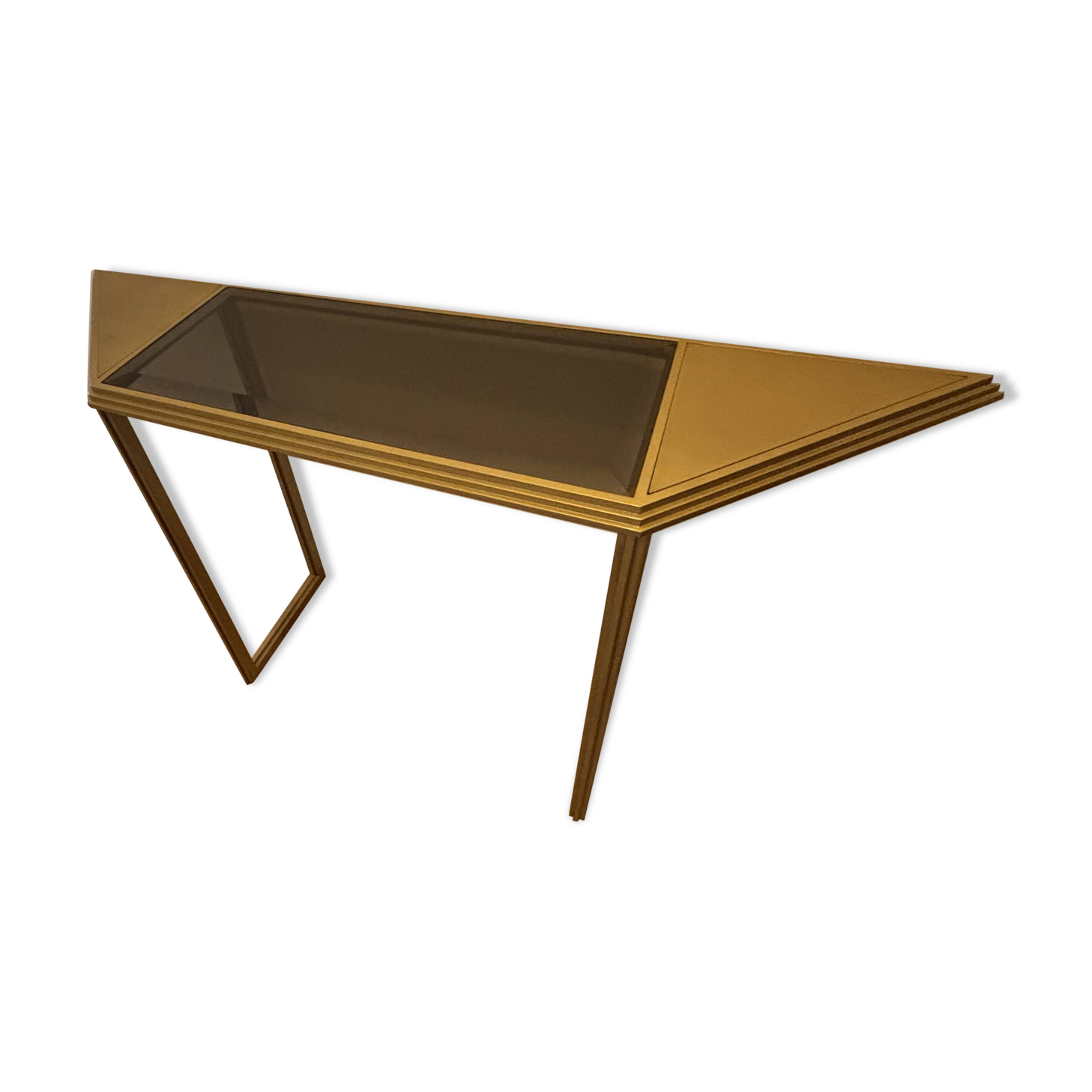 Brass and smoked glass console table by Italchrome, Italy, 1970s