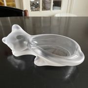Vide poche chat en cristal dépoli
