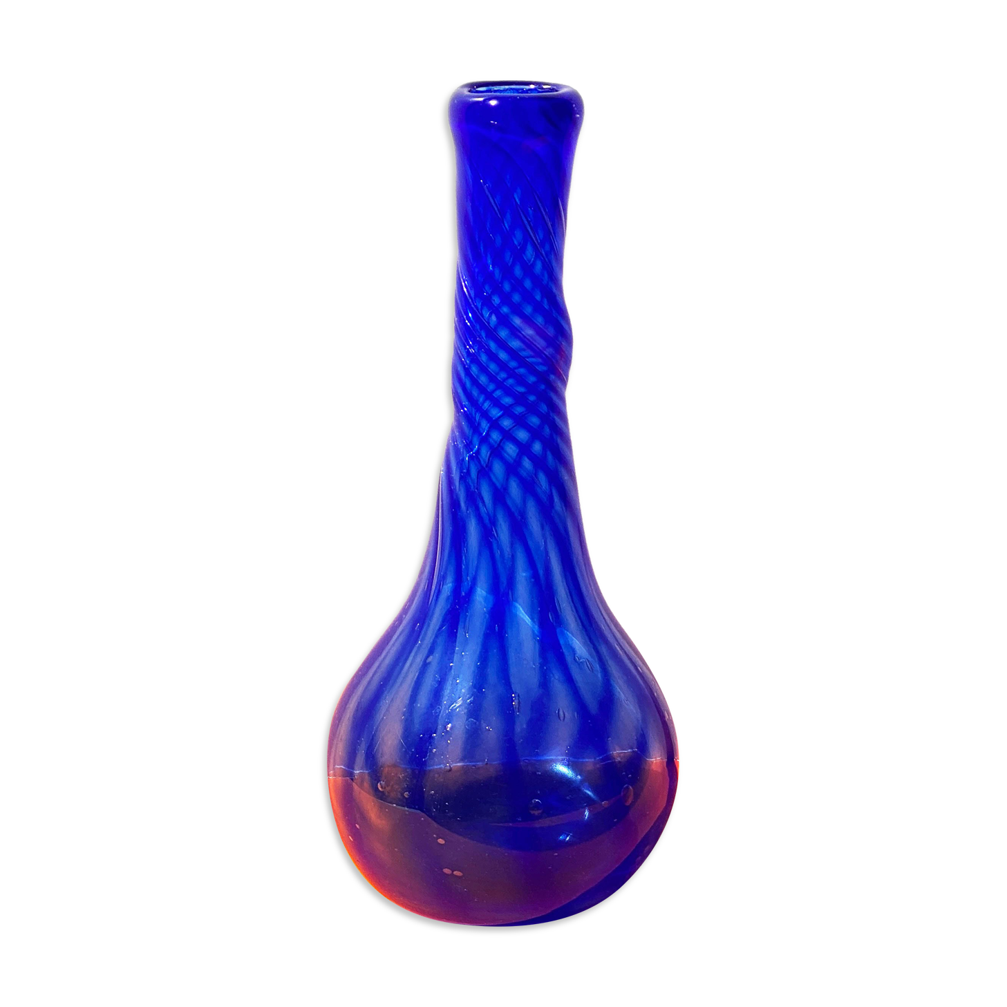 Soliflore vase in blue blown glass