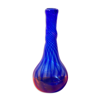 Soliflore vase in blue blown glass