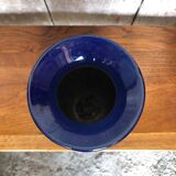 Ancien vase alsacien en grès gris bleuté et décor de fleurs, Anne Ehret