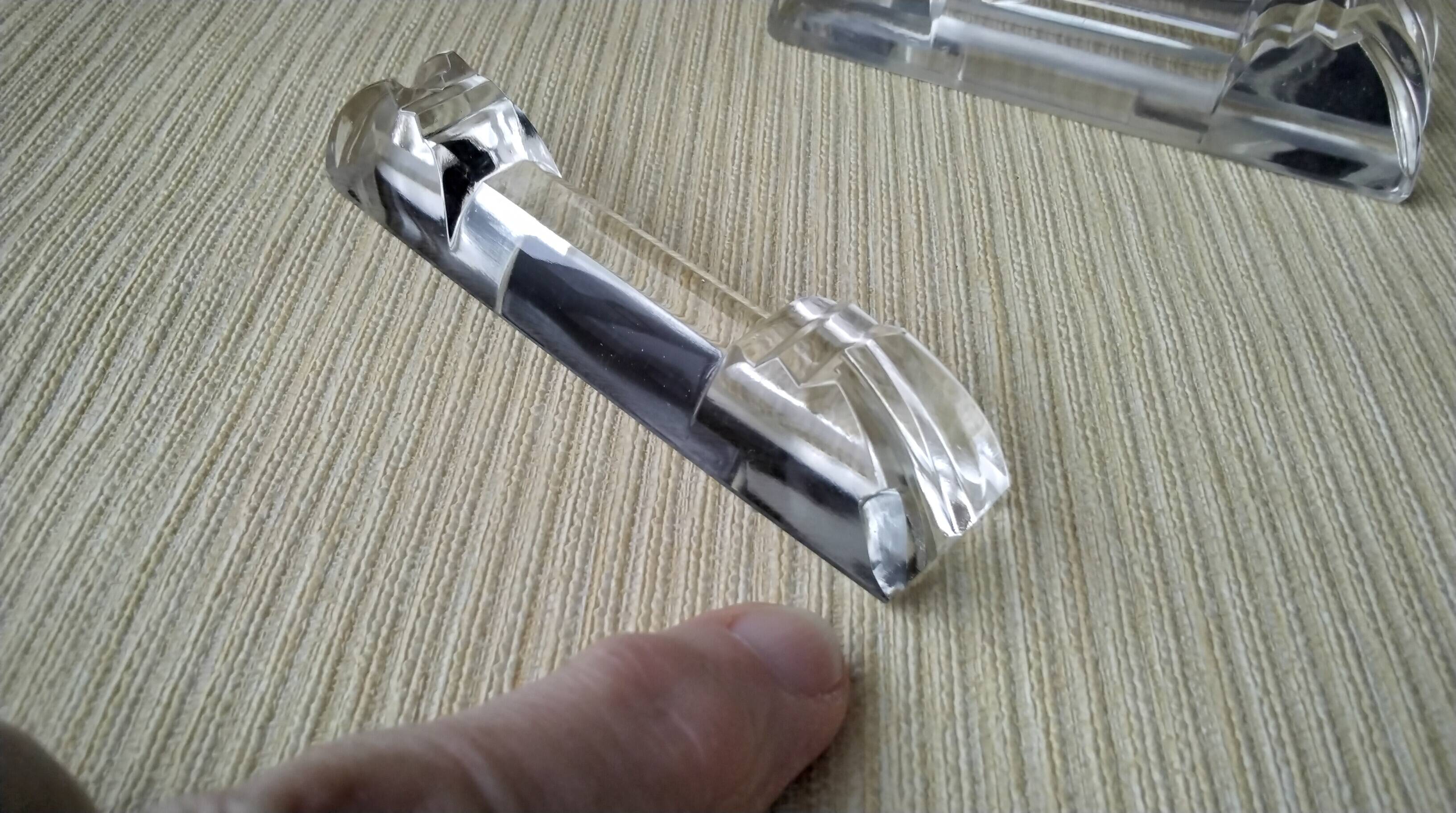 6 old and large crystal knife holders in Art Deco style