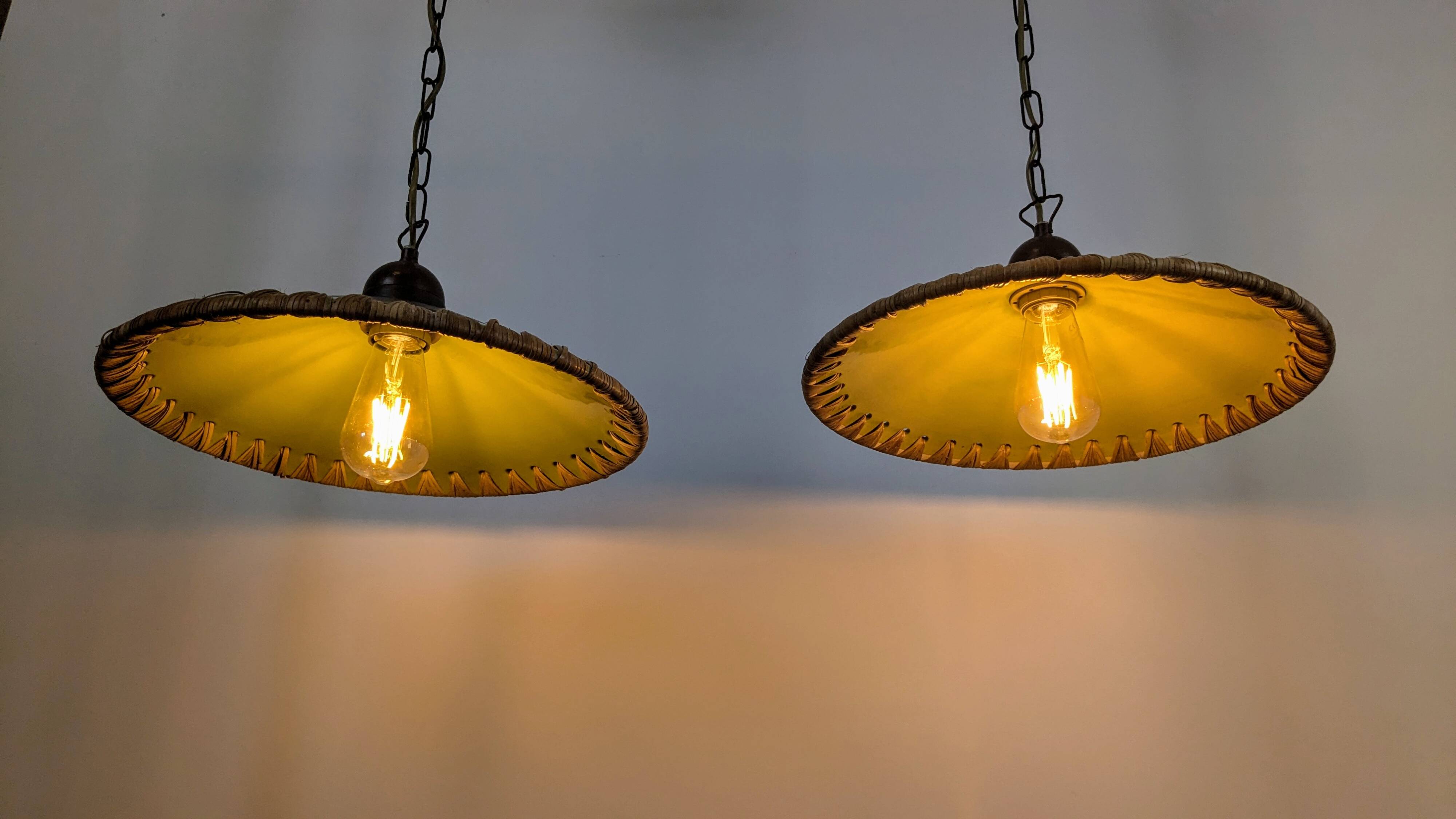 80's Concept Glass Italian Pendant Lights, Vintage Design Pair