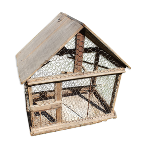 Ancienne cage à oiseaux bois et