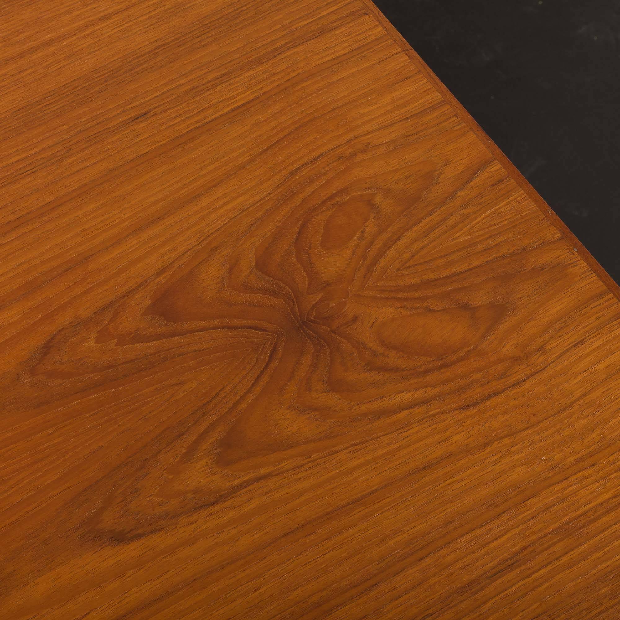 Teak and oak double-sided desk with X-shaped legs