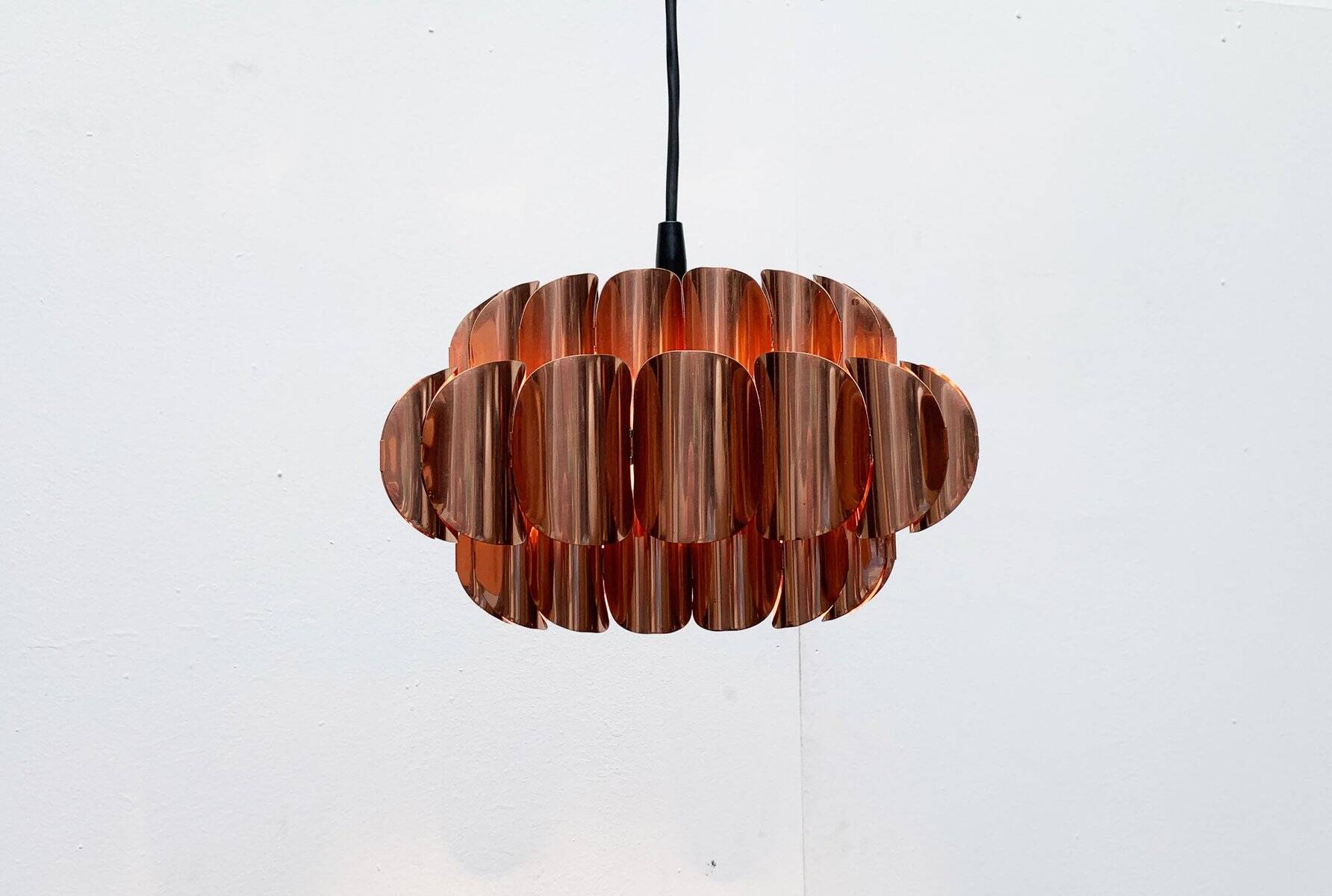 Copper pendant lamp Swiss type 810 modern mid-century by Hans Zender for Temde