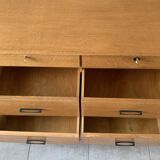 Large vintage 6-drawer chest of drawers from the 50s in oak.
