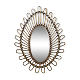 Miroir en rotin ancien 45x65cm