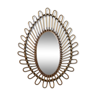 Miroir en rotin ancien 45x65cm