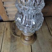 Bedside lamp Desk base brass wood Globe old vintage molded glass