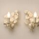Pair of vintage floral wall sconces in white metal – Florentine style