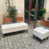 Vintage white bench 1970s art deco